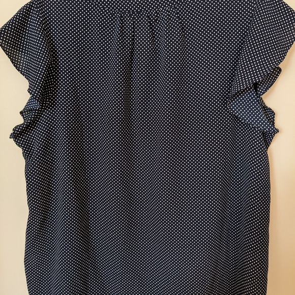Adrianna Papell Navy Blue Polka Dot Sheer Tank Top Blouse Size 1X ❤️😎🌞 - Picture 5 of 6